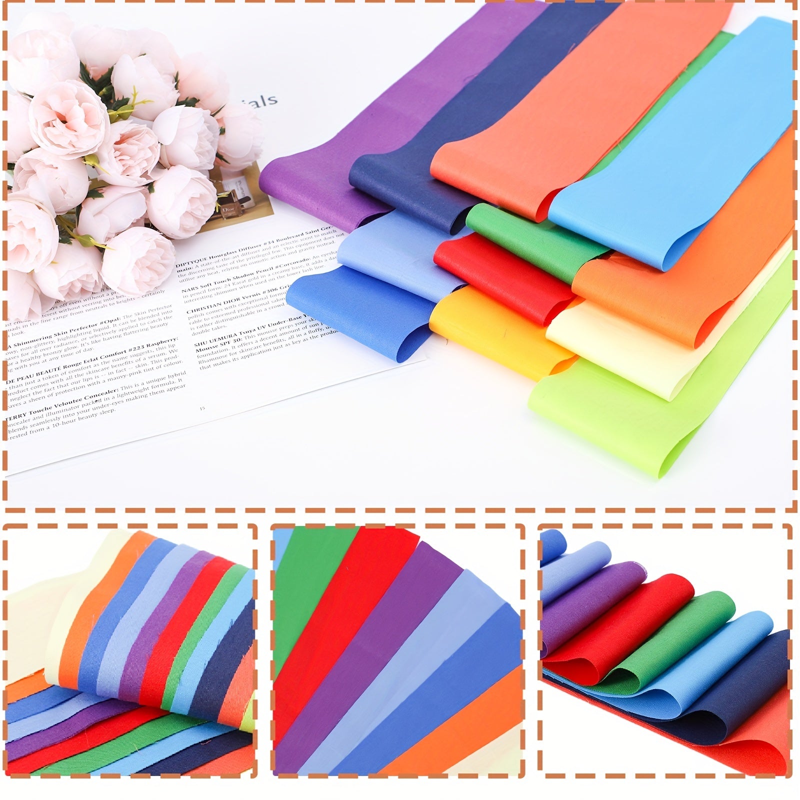 40pcs Cotton Solids Quilting Roll Fabric for DIY Craft