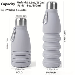 16oz Collapsible Silicone Water Bottle BPA Free Leak Proof Portable Bottle
