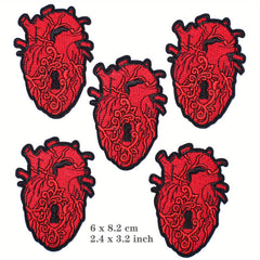 JCarp 5PCS Iron On 3D Patches Beating Heart Skulls and Rose Earth Turtle