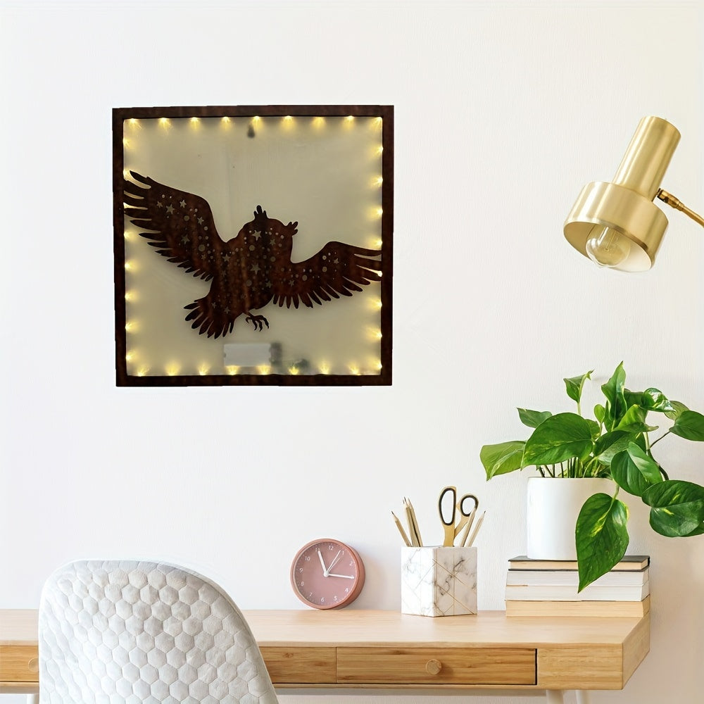 LED Owl Shape Creative Lamp Retro Wooden Home Decoration