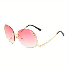 Oversized Rimless Sunglasses Round Gradient UV400 Sun Shades