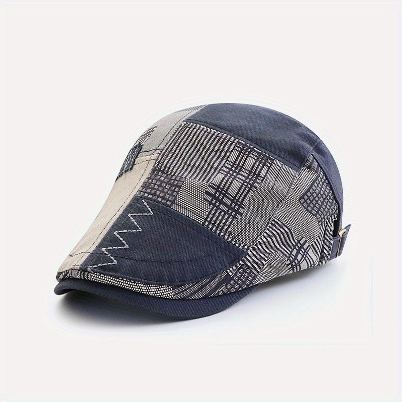 Men's Retro Sunshade Peaked Cap with Plaid Pattern