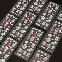 3 Sheets Love Cat Stickers 3D Cartoon Decals Album Water Cup Notebook Stickers