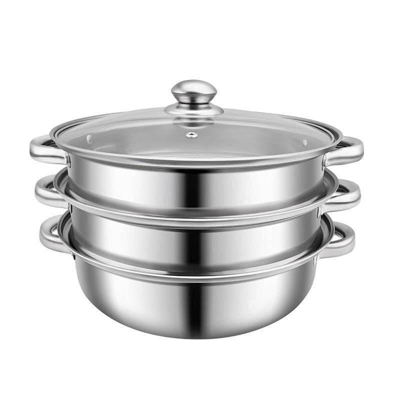 3pcs Stainless Steel Steamer Large Capacity Steaming Fish Cooking Soup
