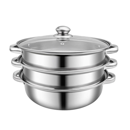 3pcs Stainless Steel Steamer Large Capacity Steaming Fish Cooking Soup