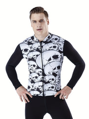 Skulls Pattern Rash Guard for Men, Sun Protection Swimsuit Top