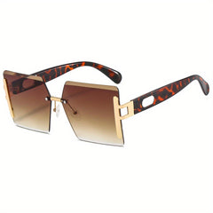 Y2K Oversized Square Sunglasses Gradient Lens Rimless Glasses UV400