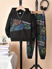 Boy's Cartoon Gamepad Outfit 2pcs Set for Spring Fall
