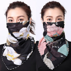 Chiffon Mouth Mask Women Face Mask Scarf Print Neck Scarves Sun Protection