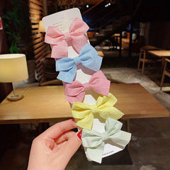 5-Piece Plaid Floral Polka Dot Hair Clips for Baby Girls