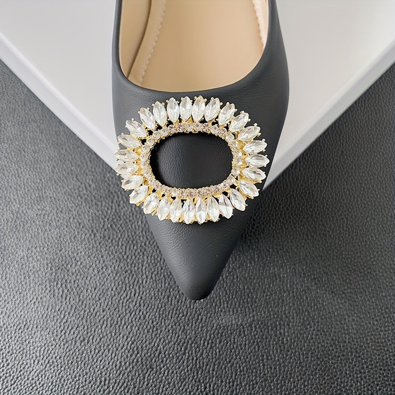 Women's Rhinestone Slip On Low Chunky Heel Shoes