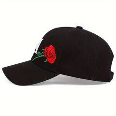 Men's LA Rose Embroidered Baseball Cap Adjustable Sun Cap