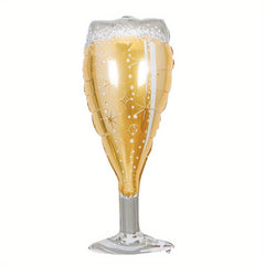 Champagne Bottles And Goblet Wine Glasses Balloons 91 Golden Pop Decoration