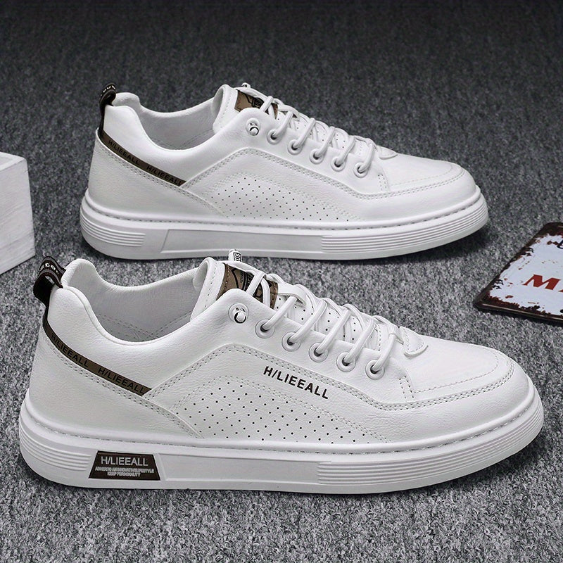 Men's Lace Up Sneakers Casual PU Leather Walking Shoes