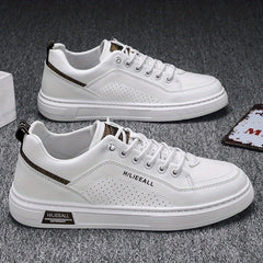 Men's Lace Up Sneakers Casual PU Leather Walking Shoes