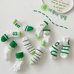 5 Pairs Letter Printed Sport Mesh Socks for Girls