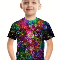 Colorful Bubble 3D Print Boys T Shirt Lightweight & Comfy Summer Tee