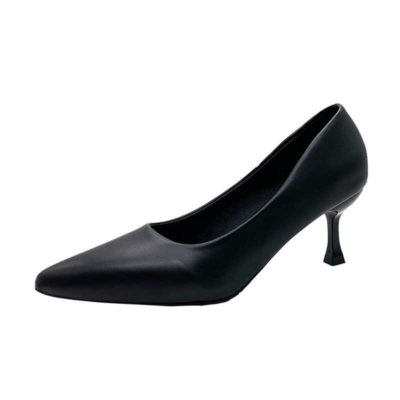Women's Stiletto Pointed Toe Pumps Mid Heels Slip On High Heels