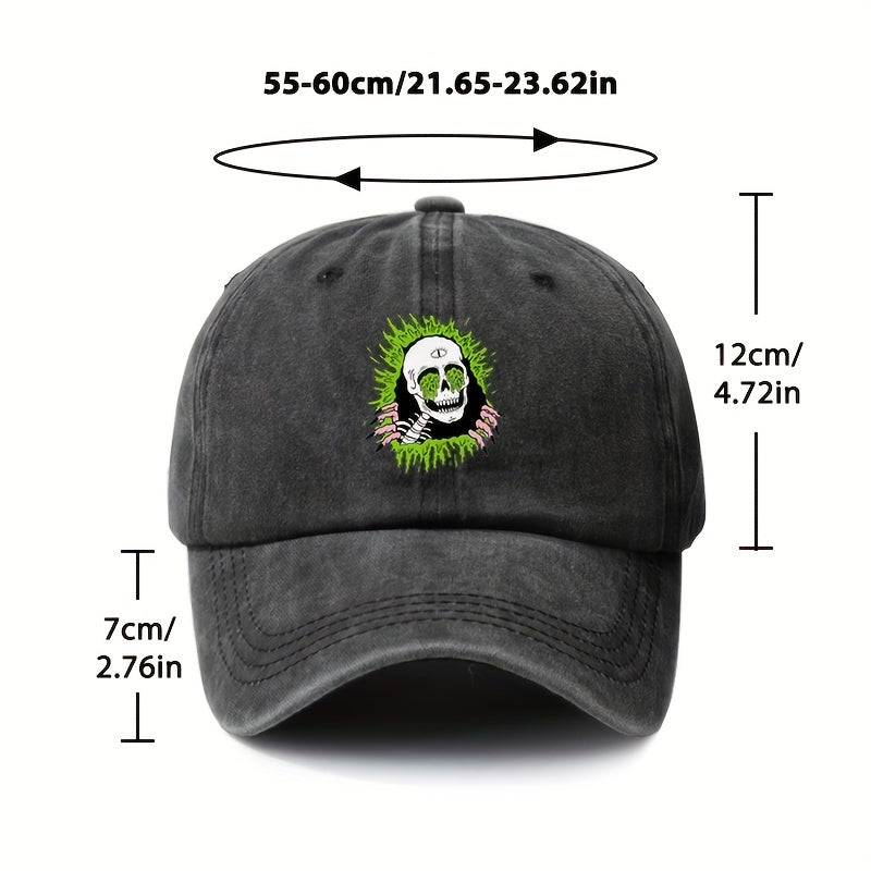 Skull Print Vintage Baseball Cap Adjustable Trucker Cap