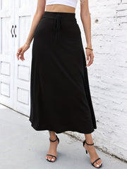 Solid Drawstring Skirts Casual & High Waist Maxi Skirts Women's Clothing