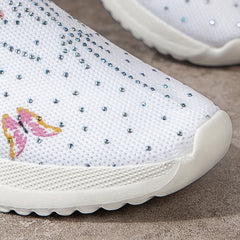Rhinestone Platform Sneakers with Butterfly & Flower Pattern