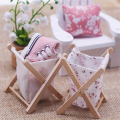 Wooden & Fabric Folding Laundry Basket - Model A