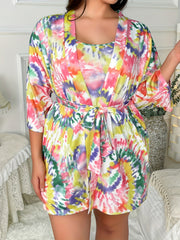 Tie Dye Rainbow Three Piece Pajama Set