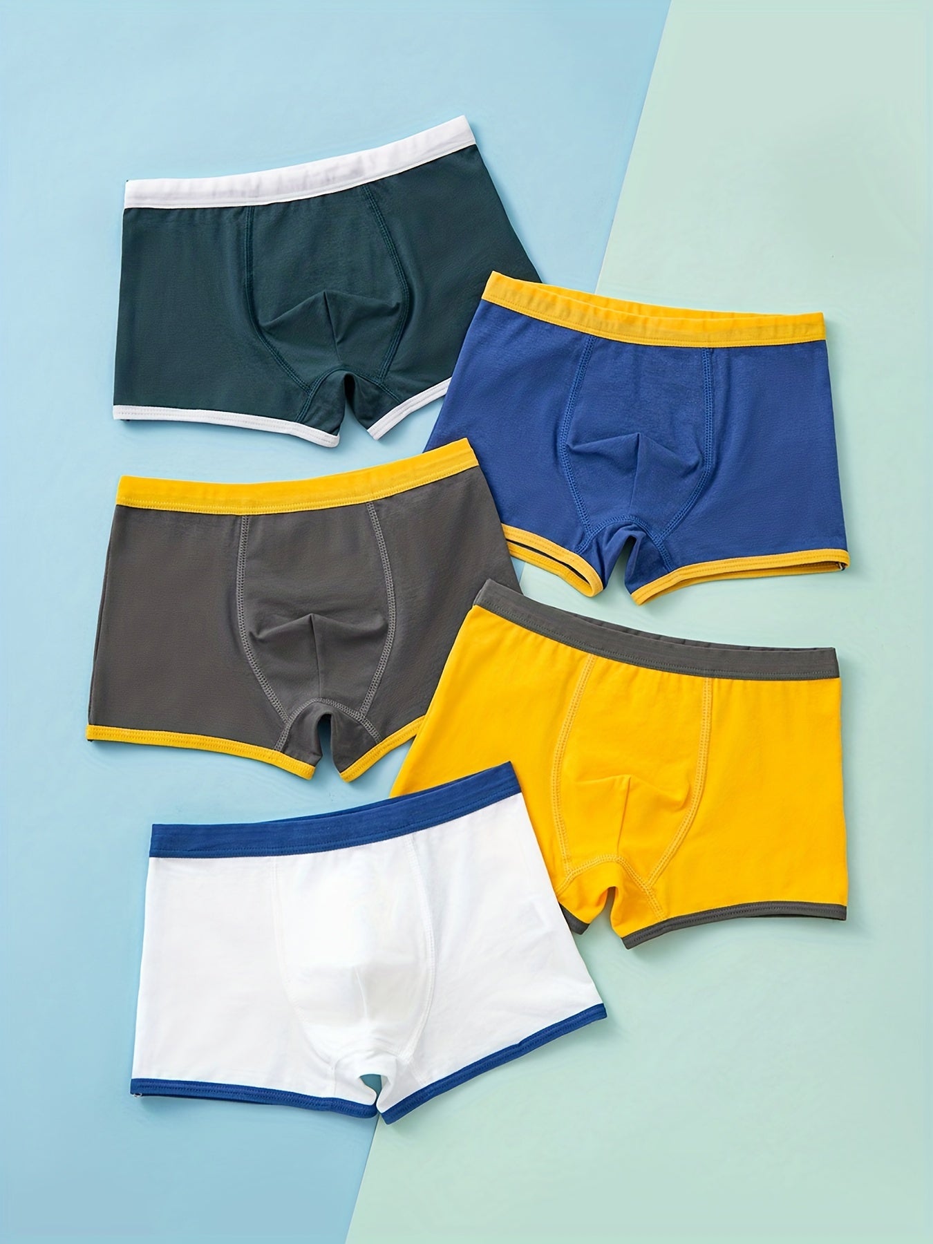 5pcs Boy's Cotton Boxer Briefs Dinosaurs Print Elastic Waist Shorts