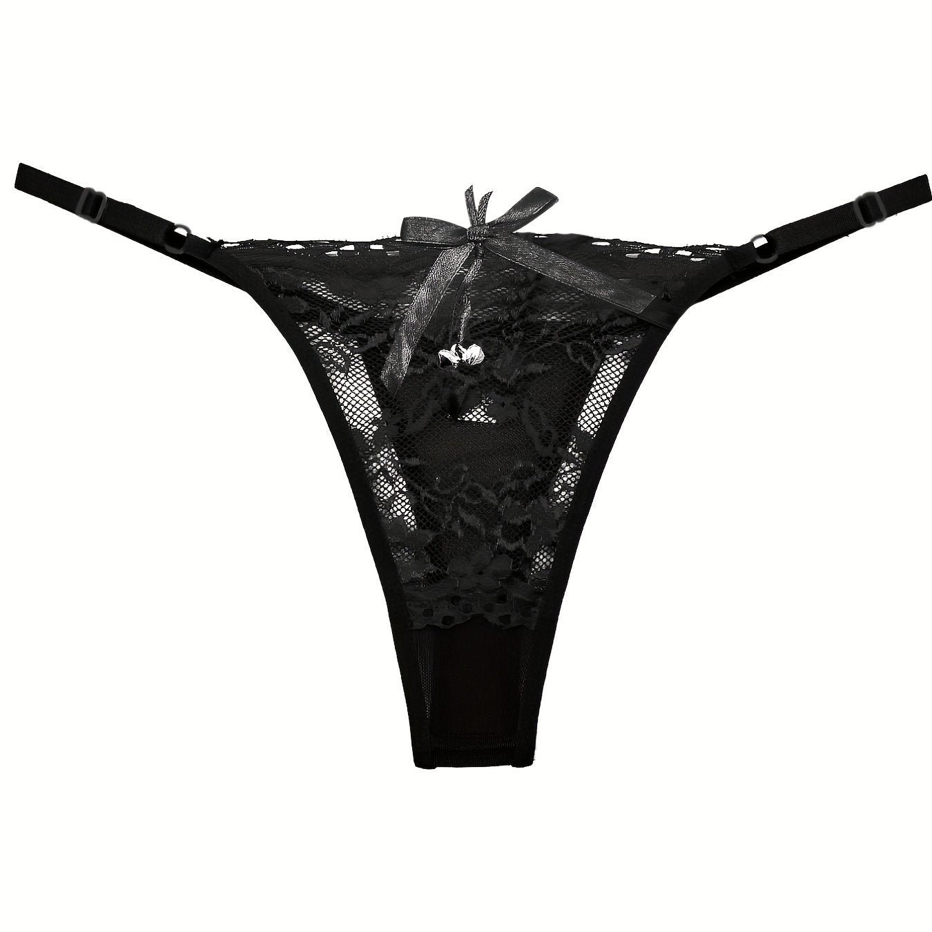 Floral Lace Thongs Bell Decor Panties
