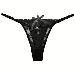 Floral Lace Thongs Bell Decor Panties