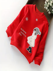 Kid Girls Portrait Graphic Cotton Crew Neck Casual Sweatshirts