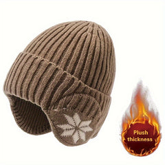 Winter Snowflake Pattern Knitted Ear Warm Hat