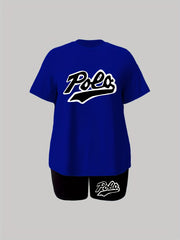 Casual Outfits Letter Print Tee & Shorts Set