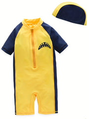 Baby Boys Yellow Shark One Piece Swimsuit Set