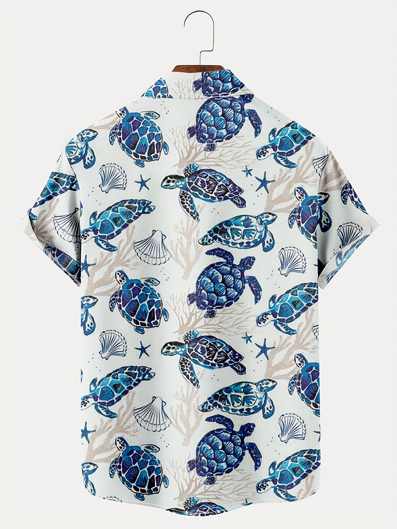 Hawaiian Style Turtle Print Men's Short Sleeve Shirt