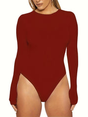 Long Sleeve Sports Jumpsuit Round Neck Bodysuit