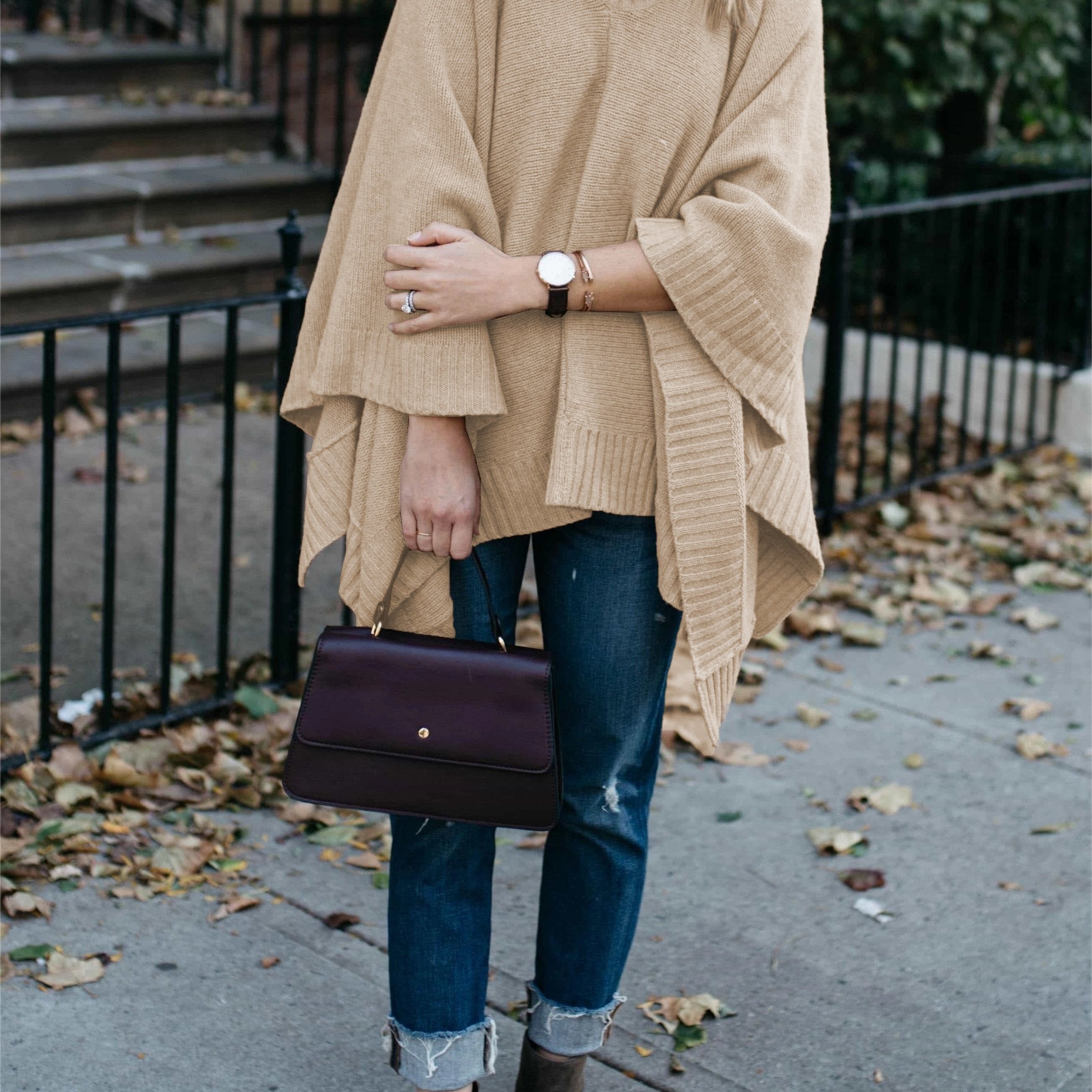High Neck Bat Sleeve Sweater