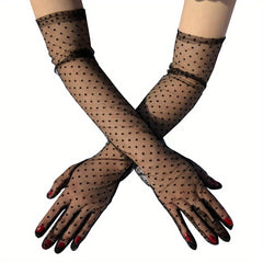 Vintage Polka Dot Gloves Long Wedding Dress Gloves Women