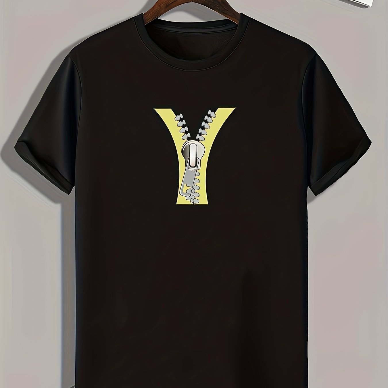 Zipper Print Men's Comfy T-shirt for Outdoor Summer