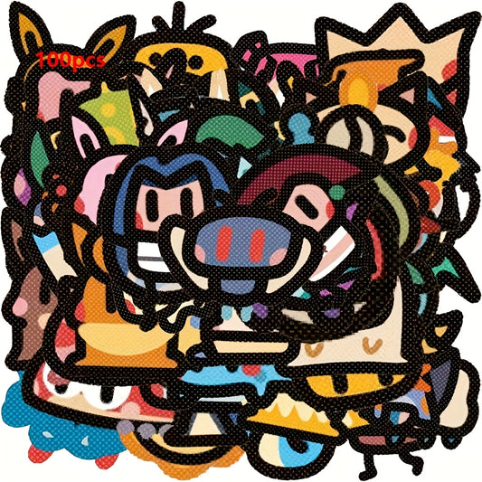 100pcs Monster Vinyl Stickers Vibrant Self Adhesive Mixed Colors