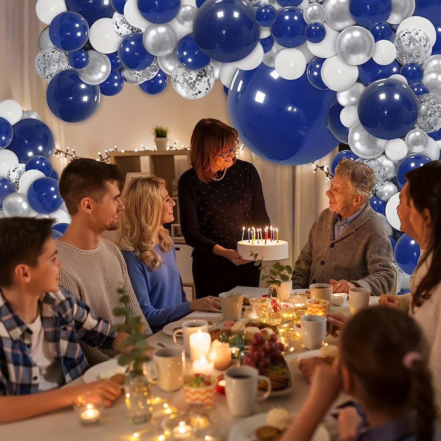Navy Silver Balloon Garland Arch Kit Birthdays Weddings Party Decorations