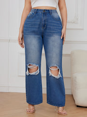 Ripped High Rise Loose Fit Jeans