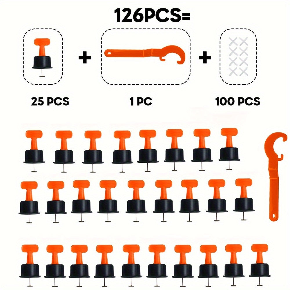 126pcs Tile Leveling System Replaceable Pin Wall Floor Laying Spacer Wedge Tool