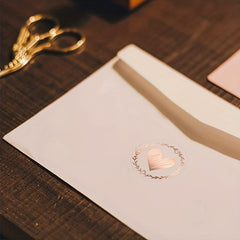 80pcs Heart Adhesive Packaging Label Rose Golden Wedding Invitations