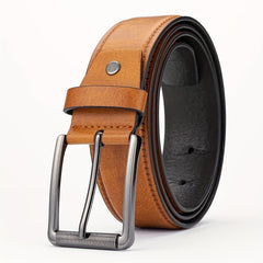 Alloy Pin Buckle PU Striped Belt Accessory Men
