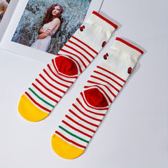 4 Pairs Christmas Print Socks Women's Mid Tube Stockings