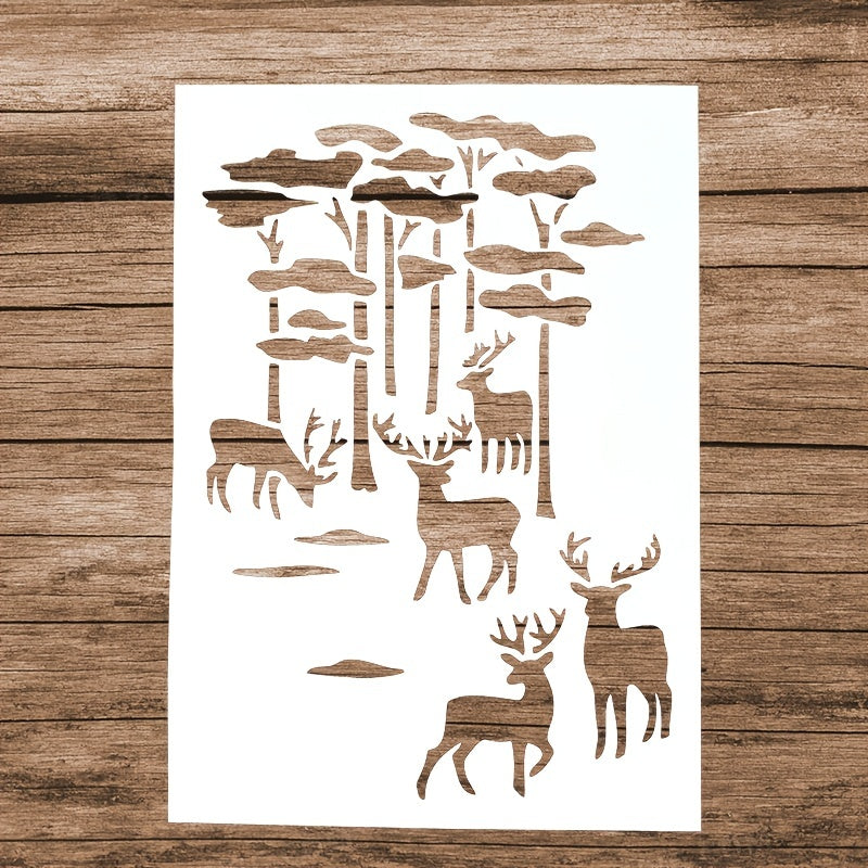 1pc Christmas Deer Stencil for DIY Painting on Fabric Board Glass