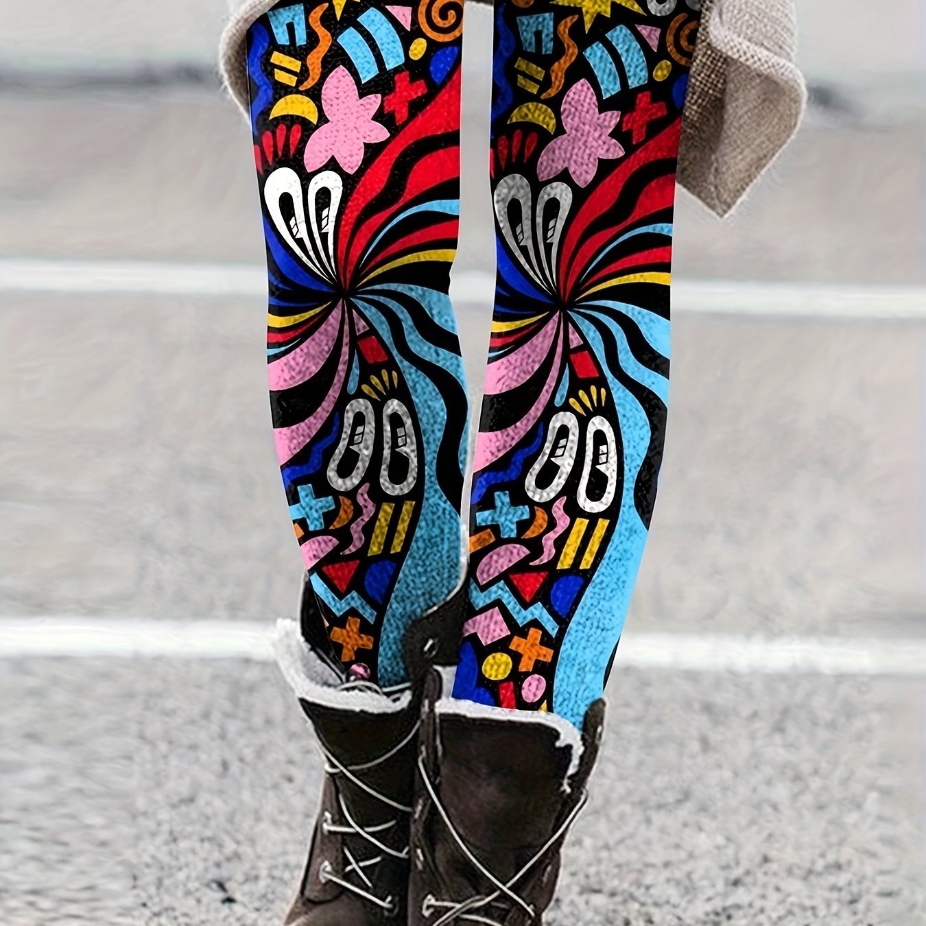 Allover Print Stretch Leggings Skinny Fit