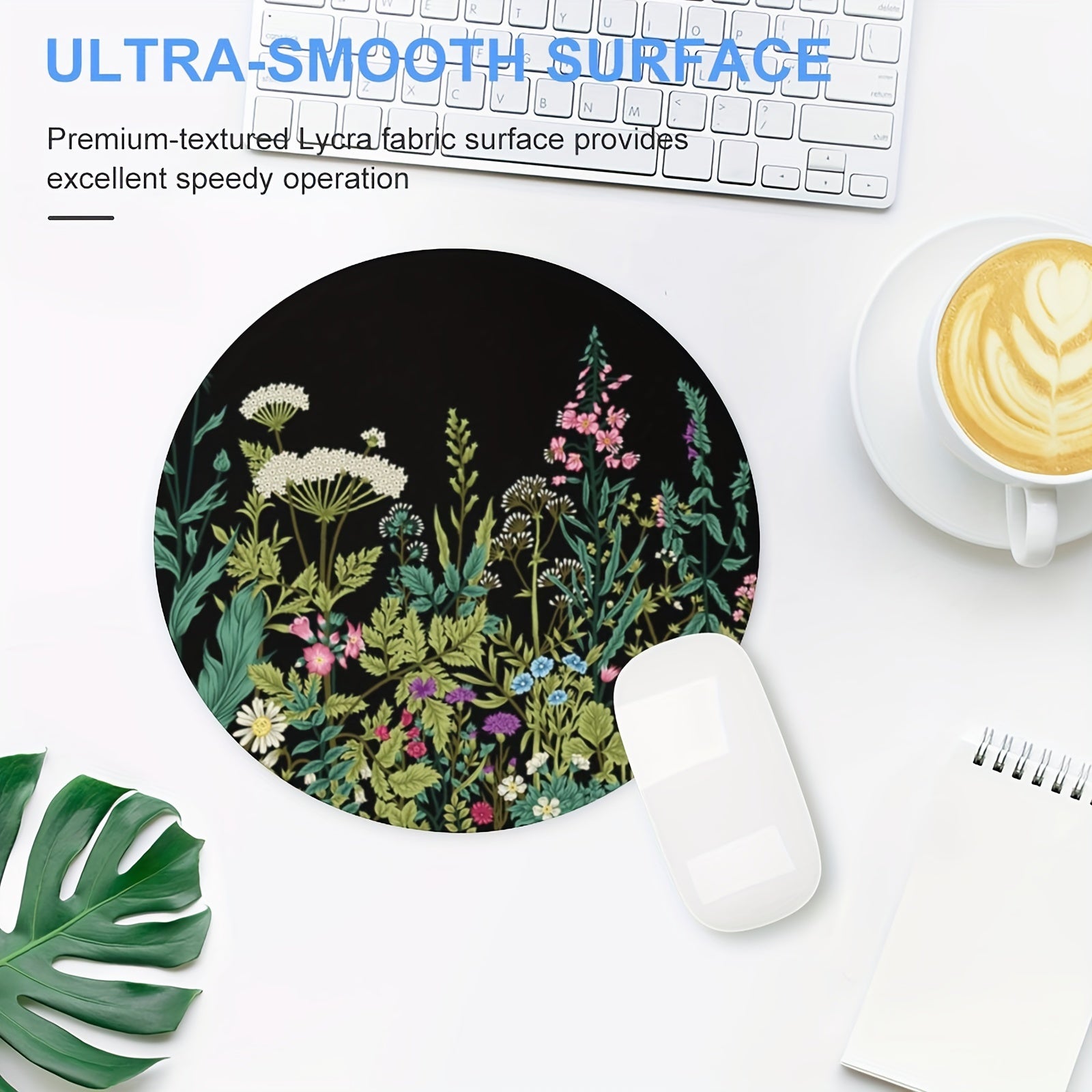Floral Print Mouse Pad Non Slip Rubber Base