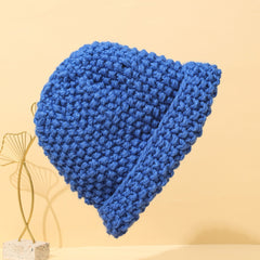 Warm Oversized Knit Beanie Bucket Hat Crochet Solid Cap Women Girls